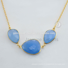 Designer Blue Chalcedony Gemstone Natural 925 Bijoux Fashion Sterling Silver pour les meilleurs bijoux 2016